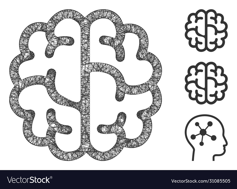 Brain polygonal web mesh vector image Brain polygonal web mesh