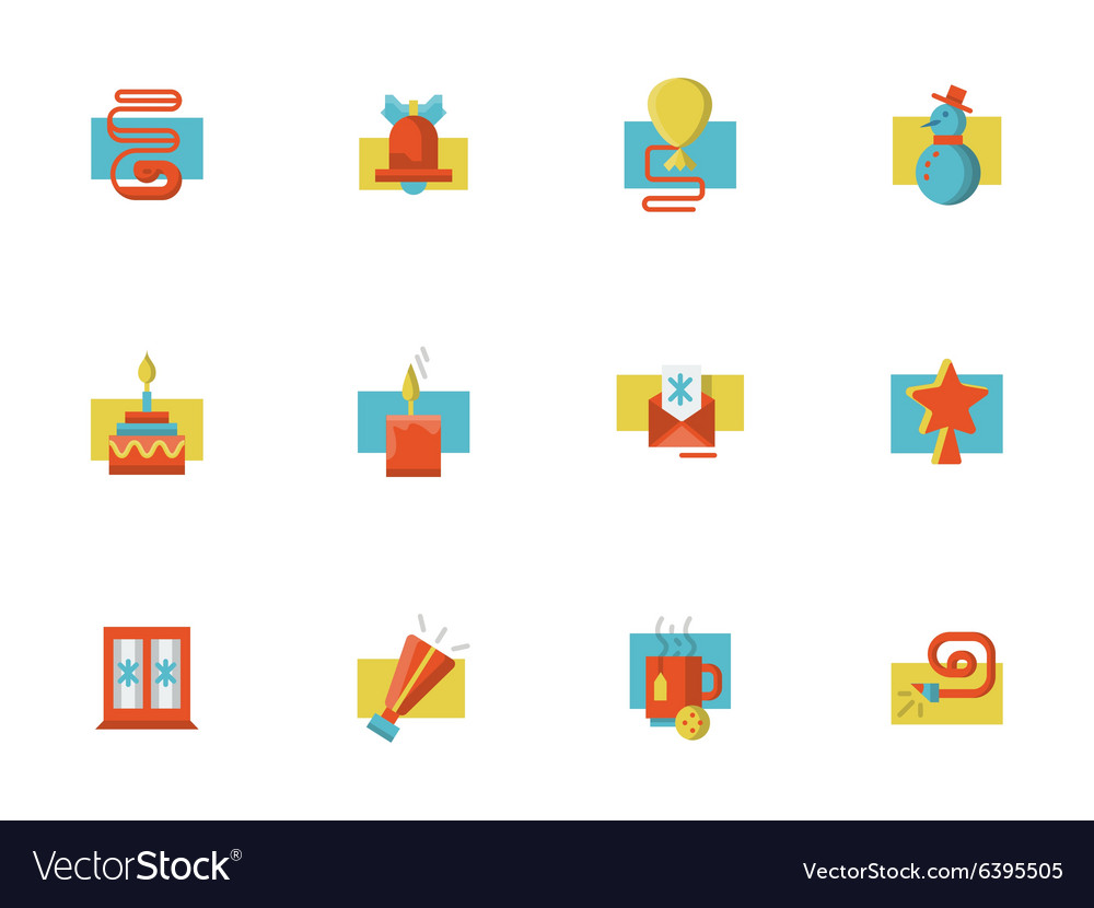 Christmas symbols flat color set