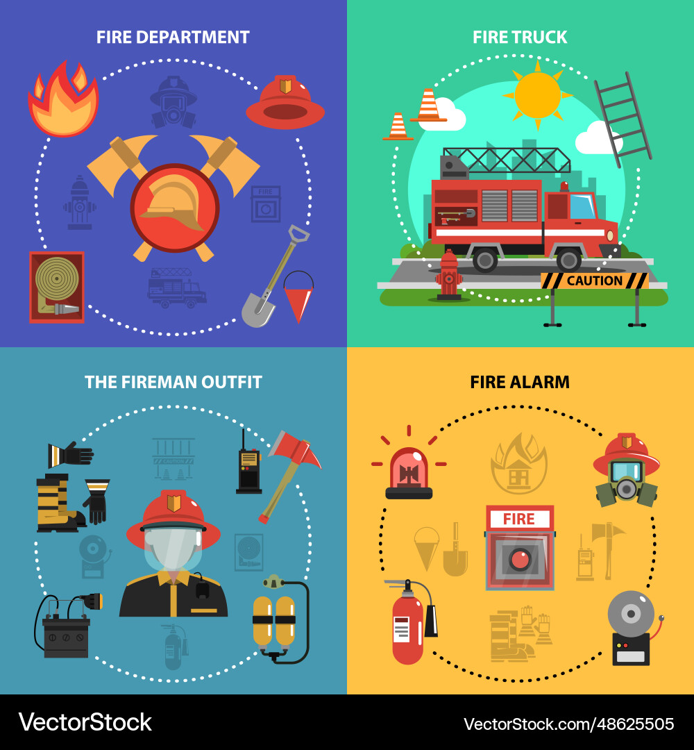 Fire fighting set Royalty Free Vector Image - VectorStock