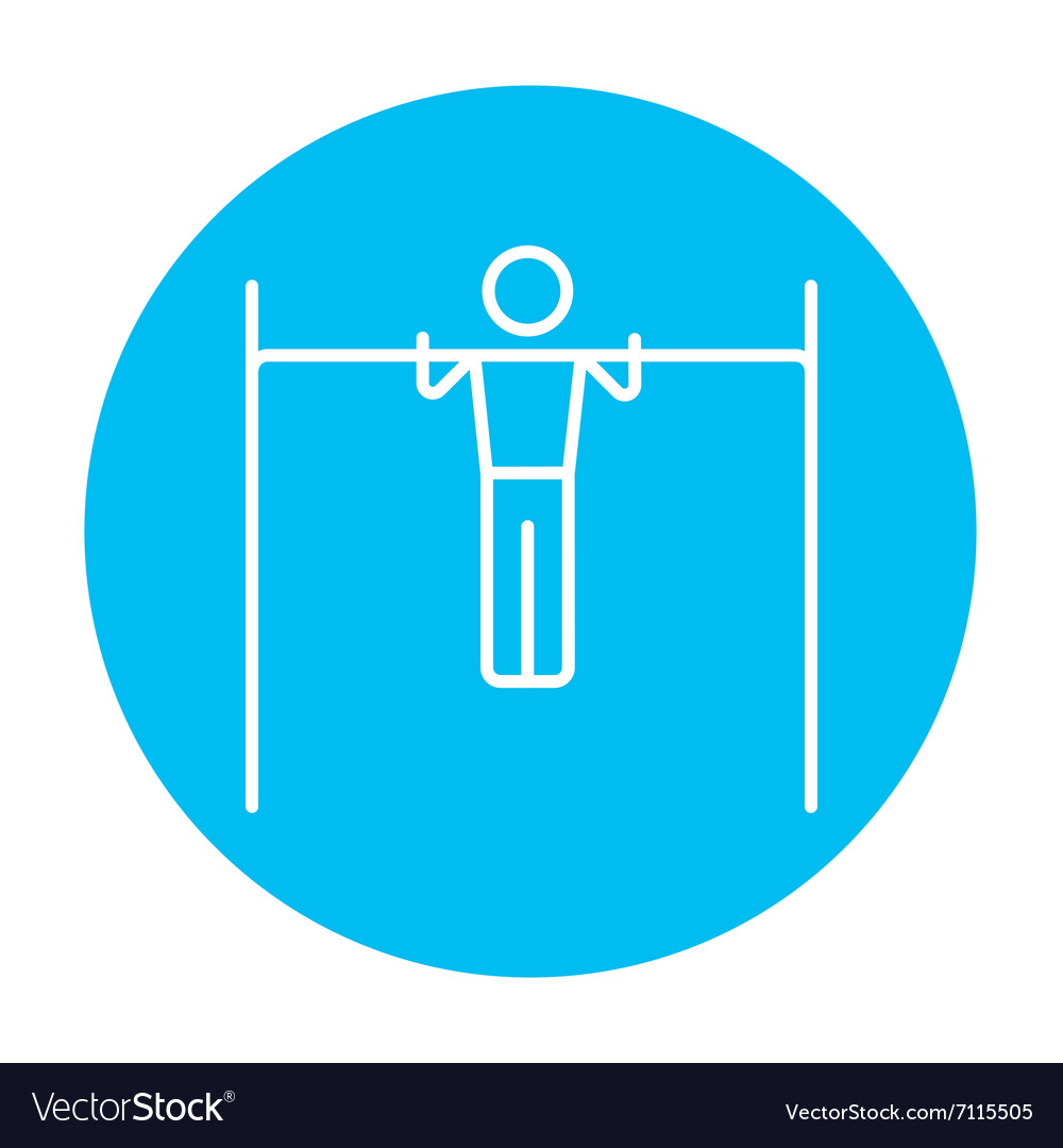 Gymnast exercising on bar line icon