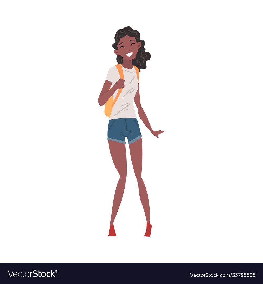 Happy african american girl in casual clothes