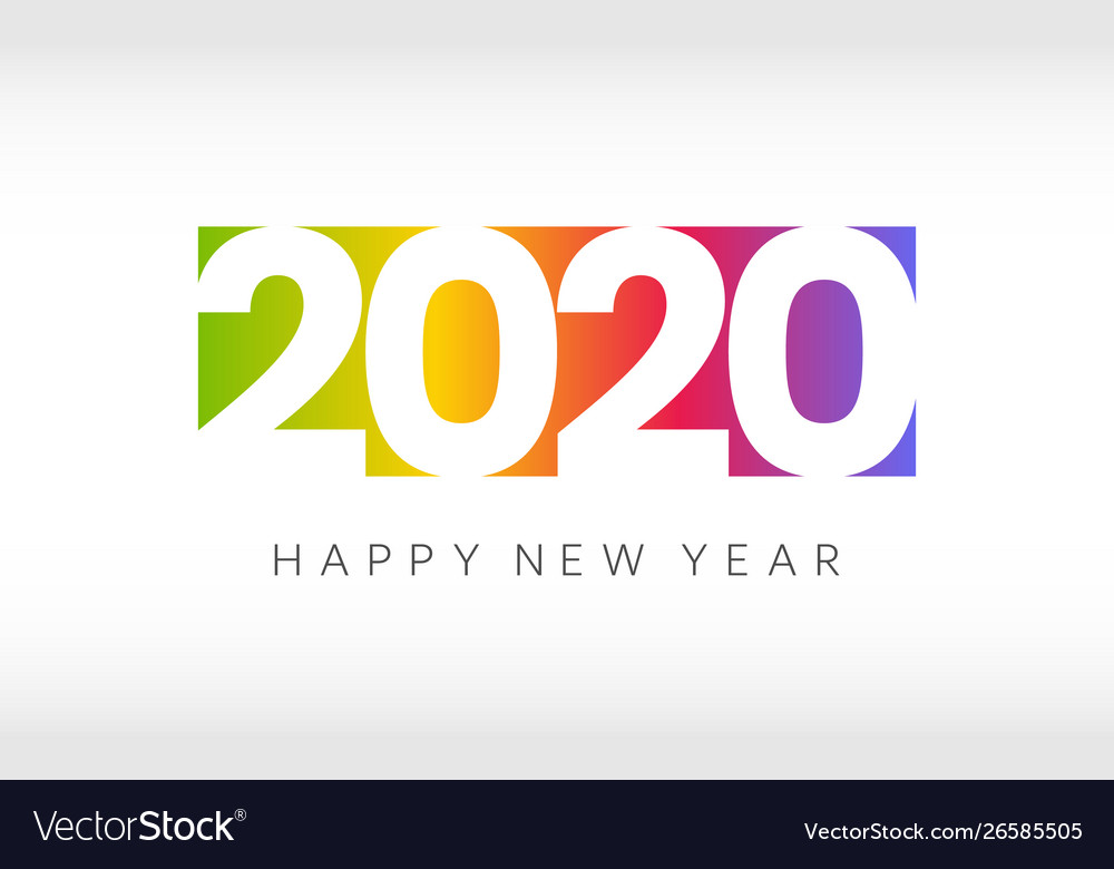 Happy new year 2020 colorful greeting card