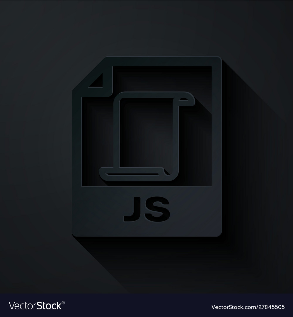 Paper cut js file document download button vector image Paper cut js file document download button