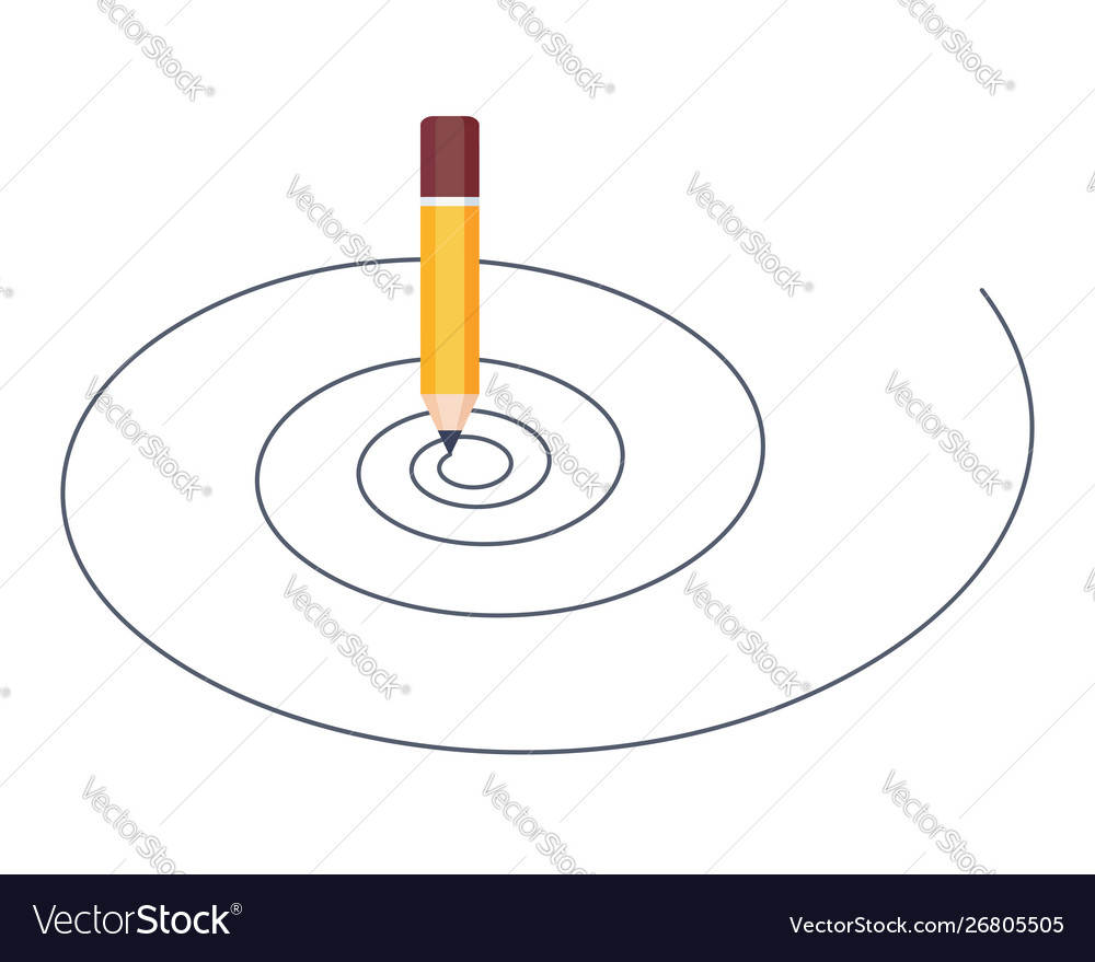 Pencil drawing spiral isolated on white background