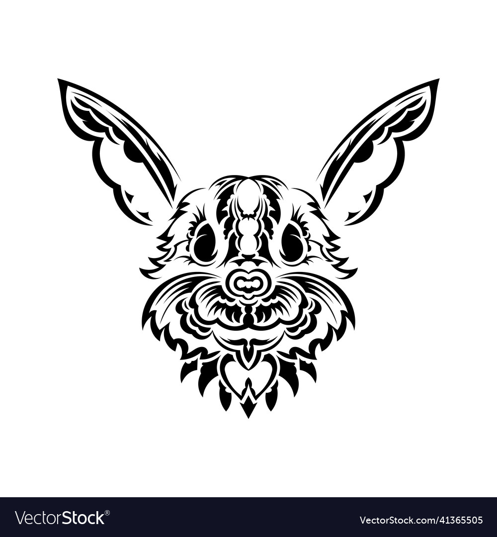 Rabbit head in polynesian style isolated symbol vector image Rabbit head in polynesian style isolated symbol