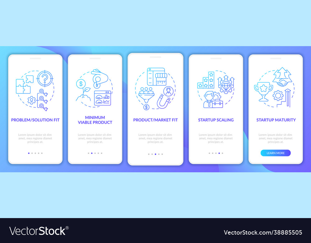 Startup lifecycle phases gradient onboarding vector image Startup lifecycle phases gradient onboarding