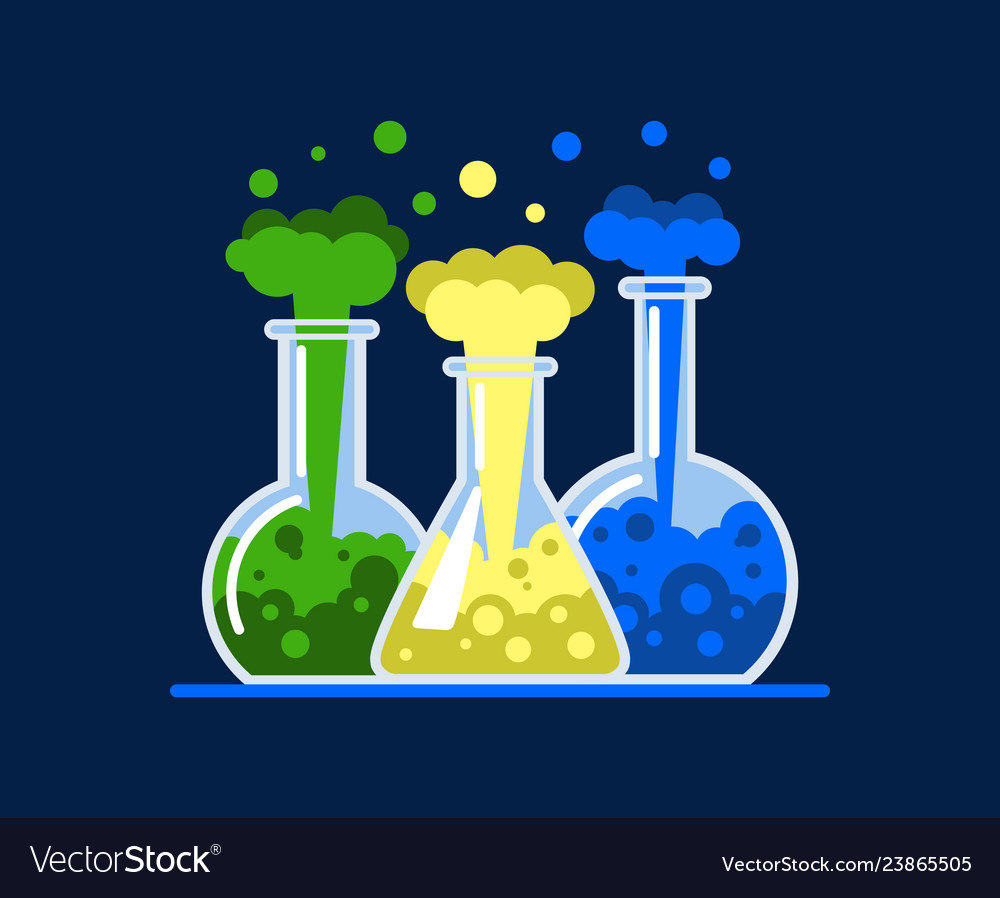 Test tubes with a multi-colored liquid