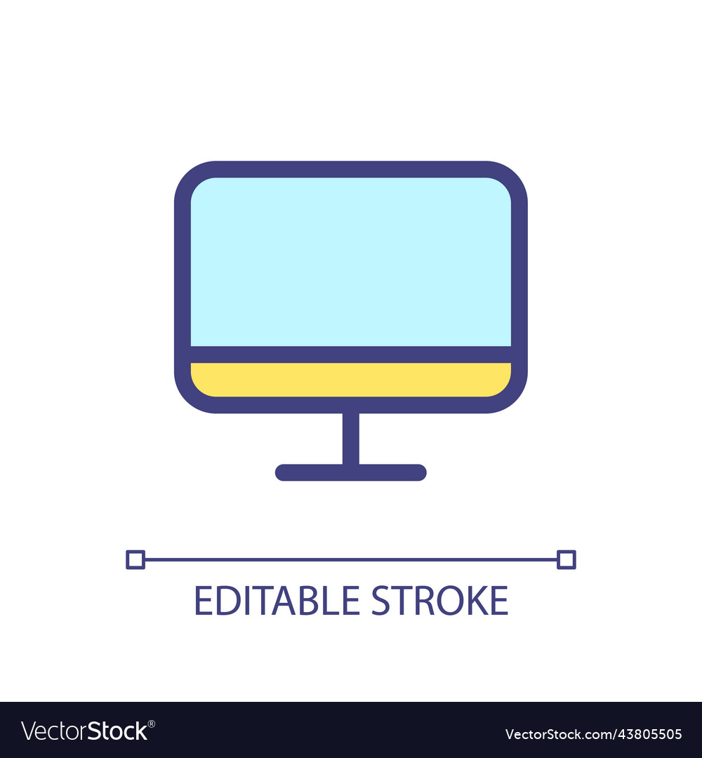 Tv display pixel perfect rgb color ui icon vector image Tv display pixel perfect rgb color ui icon