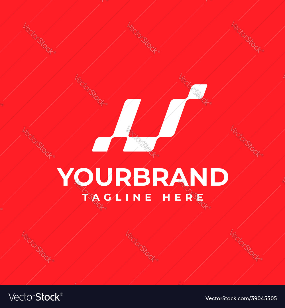 U letter logo template racing design