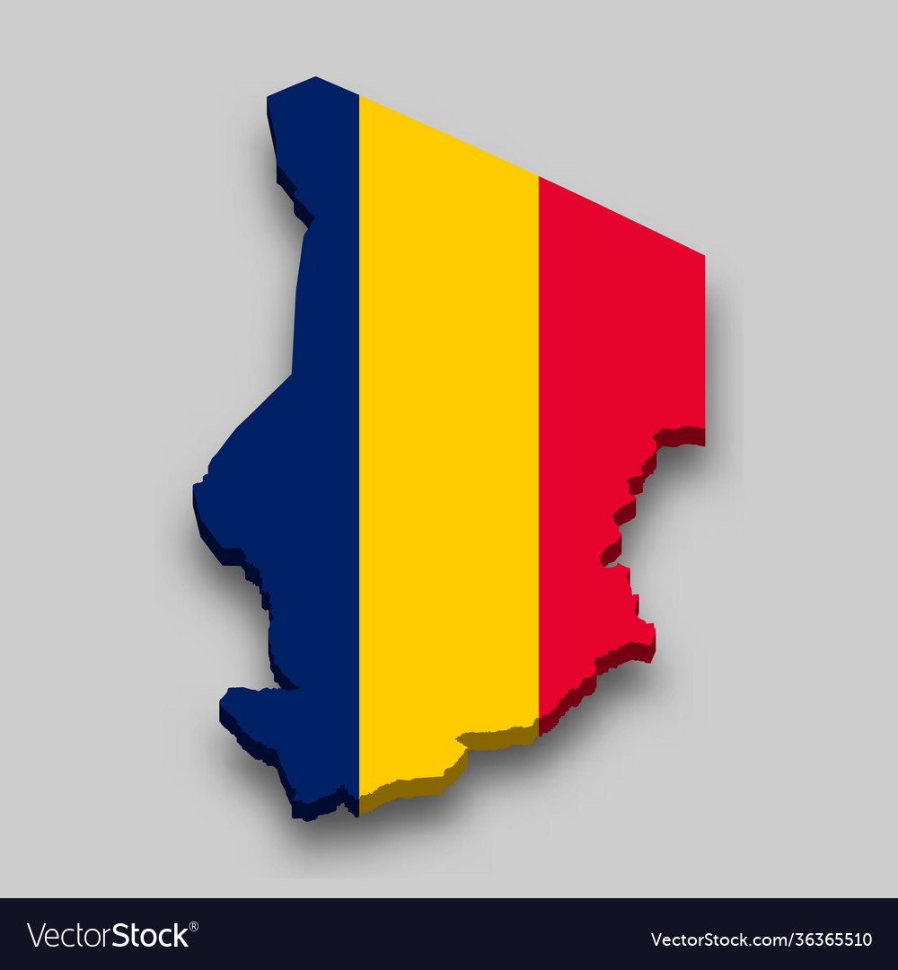 3D Isometric Chad Map with Flag