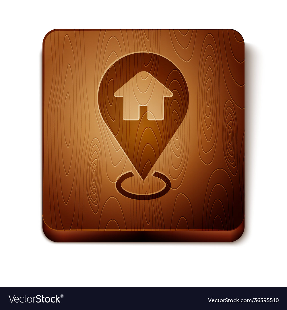 Brown map pointer with house icon isolated vector image Brown map pointer with house icon isolated