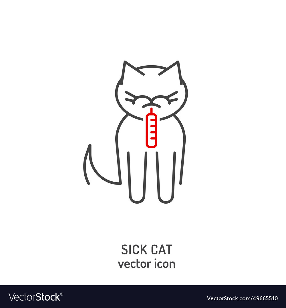 Cat fever and lethargy icon hyperthermia in cats Vector Image