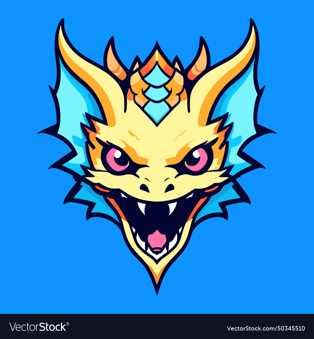 Cute Fantasy Dragon Head Royalty Free Vector Image