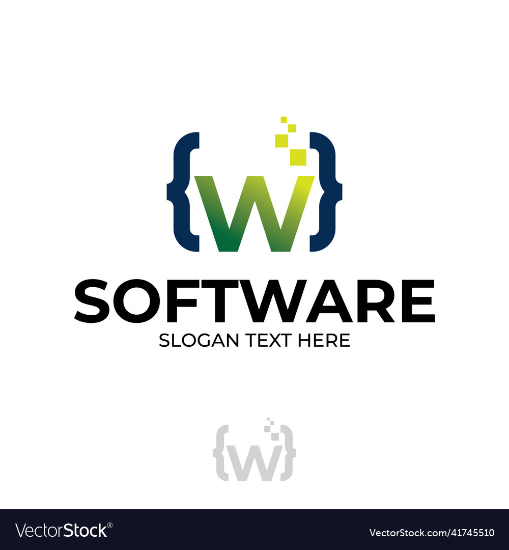 Digital code logo with letter w design coding