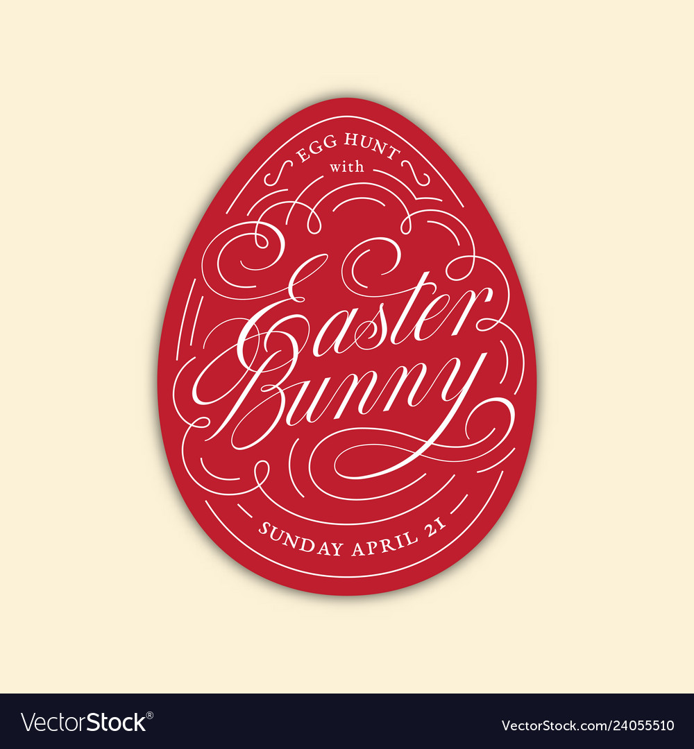 Easter bunny egg lettering vector image Easter bunny egg lettering