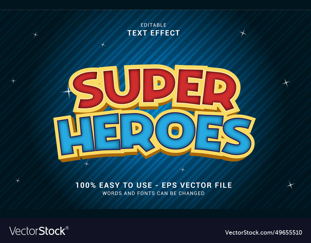 Editable text effect super heroes style Royalty Free Vector