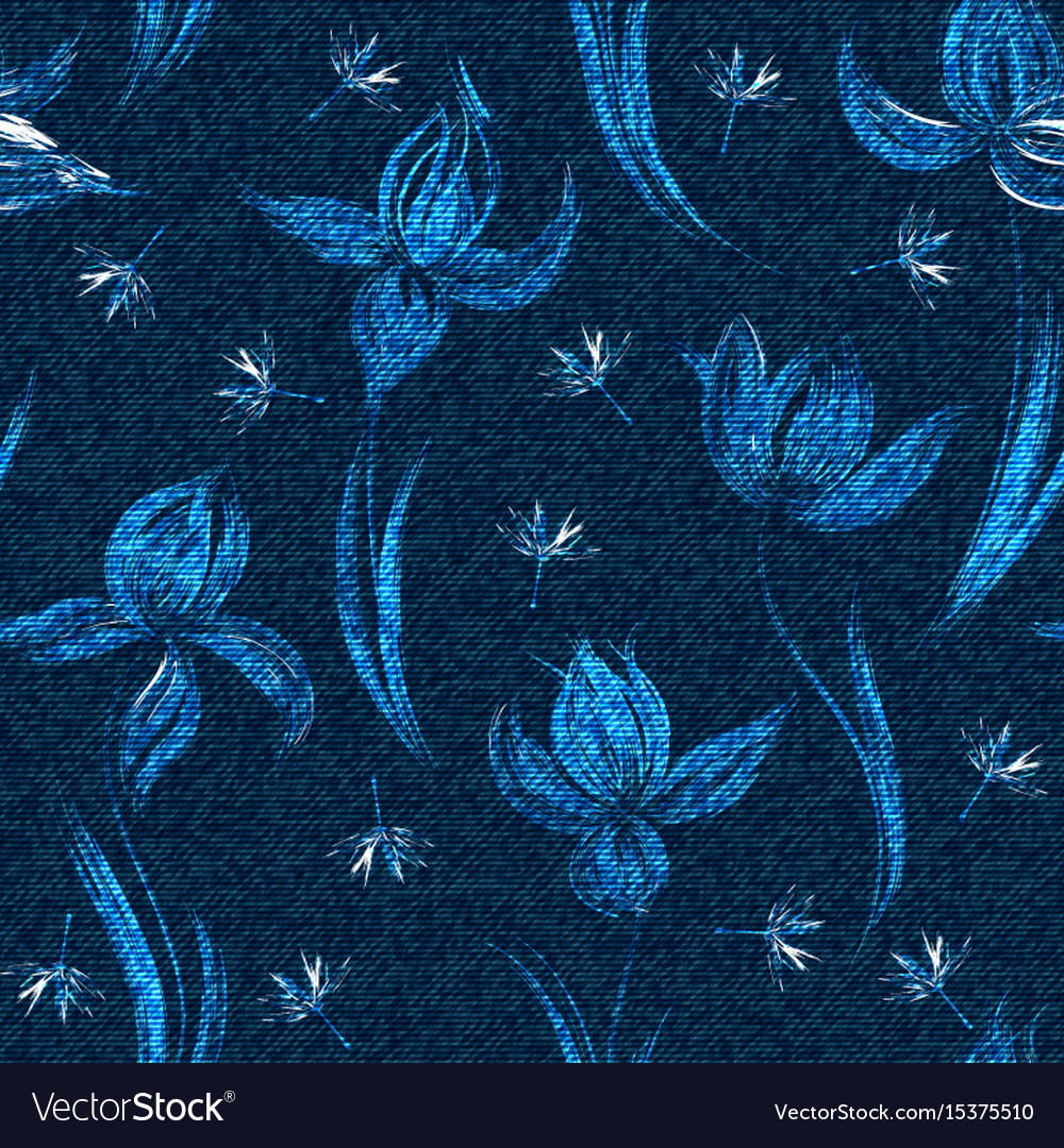Blumen Denim Nahtlose Muster