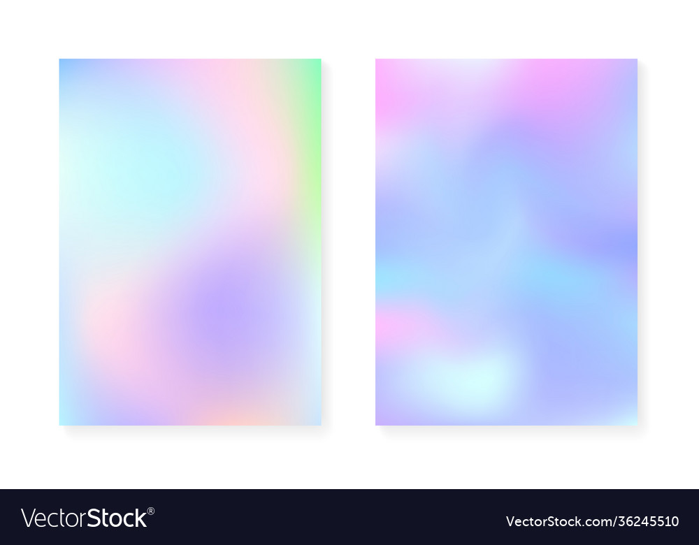Hologram gradient background set with holographic vector image Hologram gradient background set with holographic