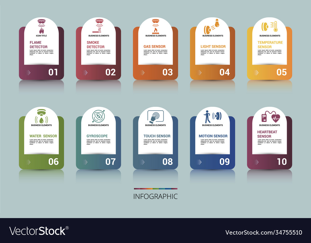 Infographic sensor template icons in different vector image Infographic sensor template icons in different