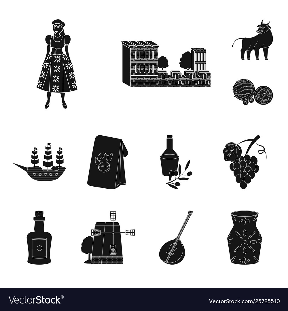 Isolated object and country symbol set