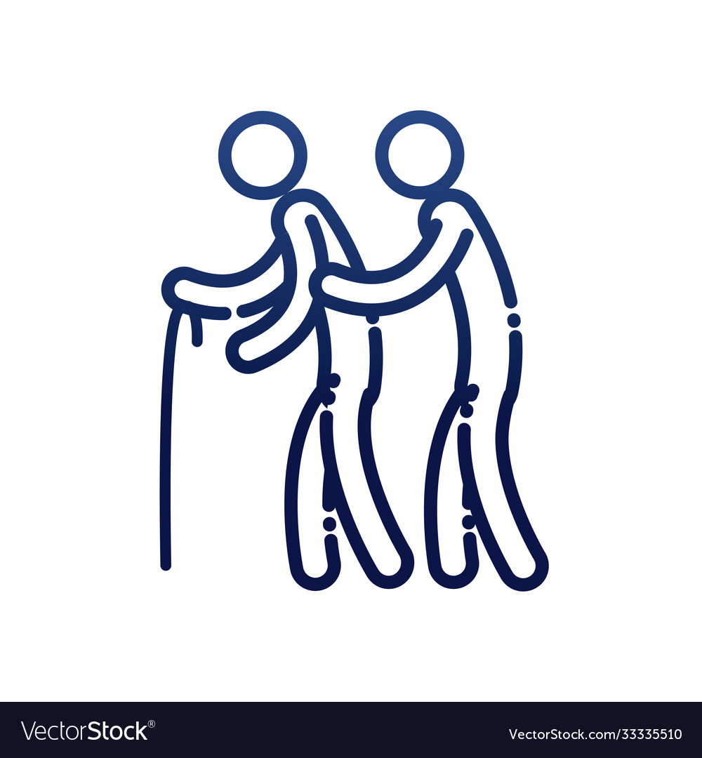 Man helping other with cane gradient style icon