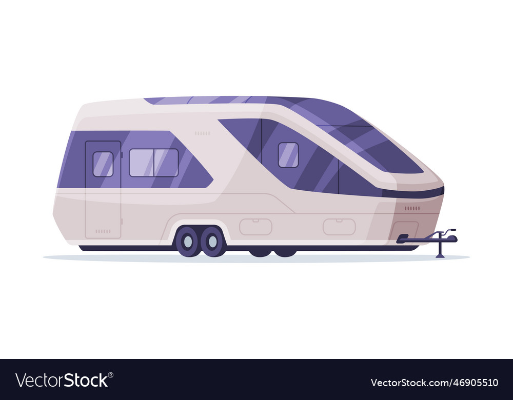 Modern mobile home on wheels side view of camping