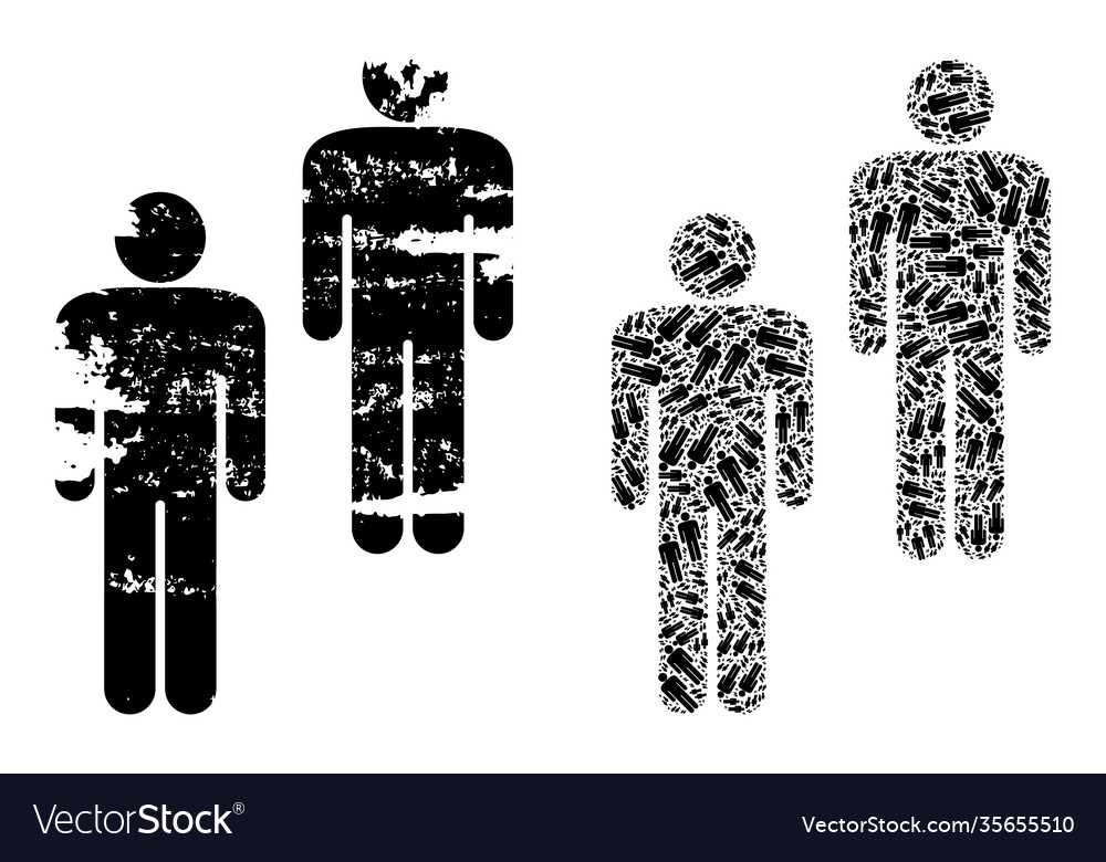 People icon recursion mosaic and grunge textured vector image People icon recursion mosaic and grunge textured