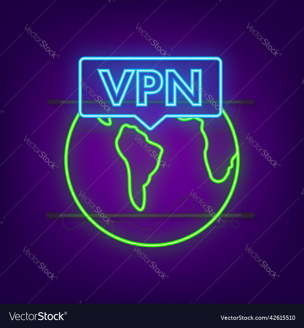 Secure vpn connection concept neon style virtual