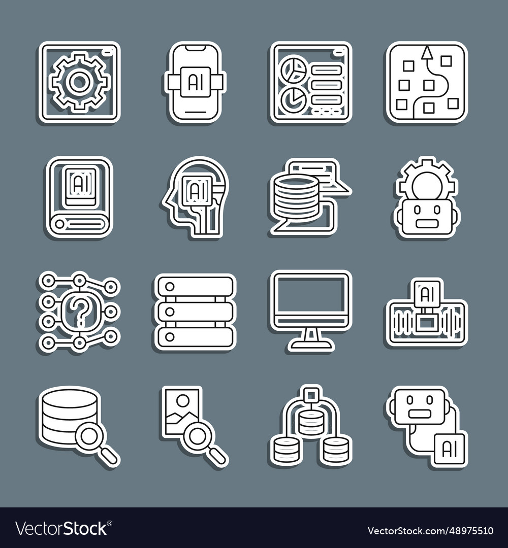 Set line artificial intelligence robot ai vector image Set line artificial intelligence robot ai