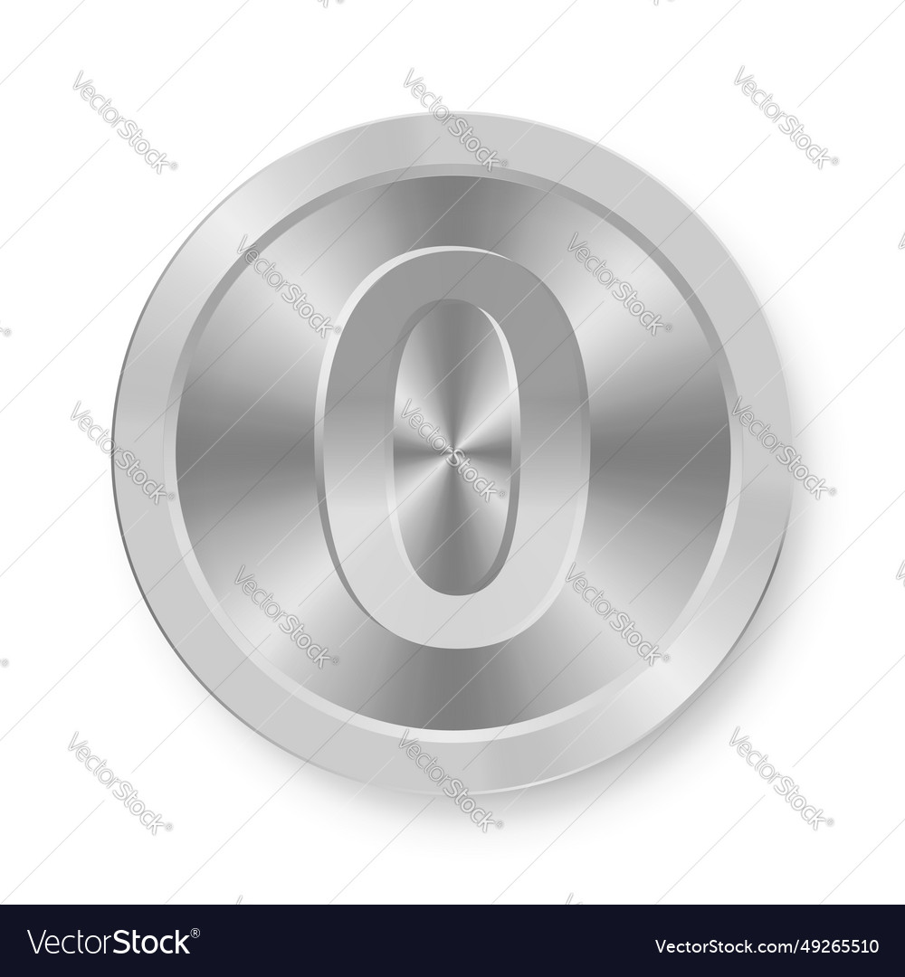 Silver coin with number zero concept of internet