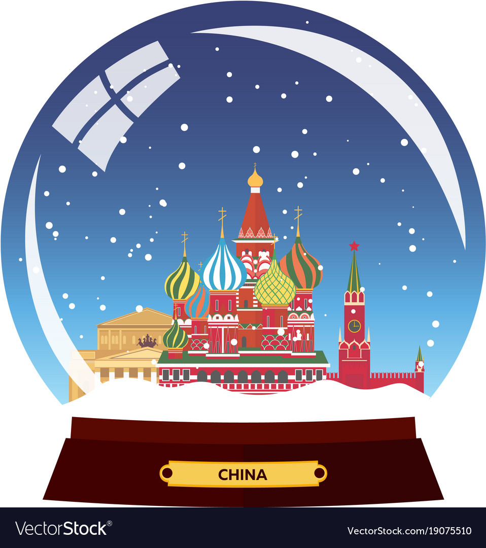 Snow globe city russia moscow