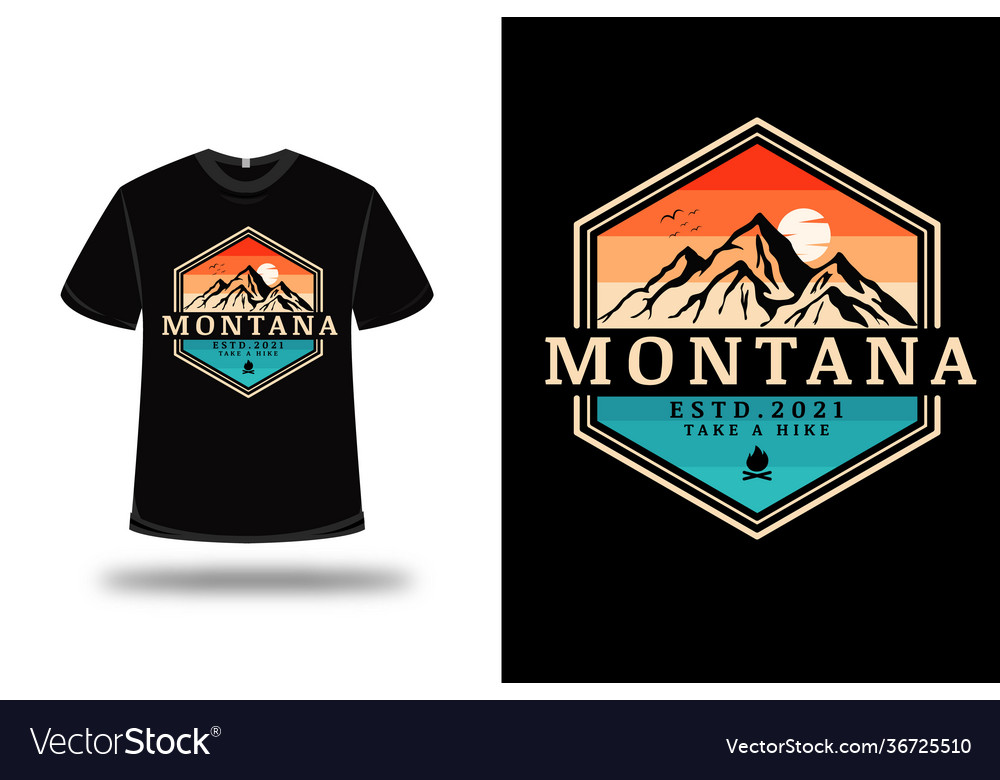 T-shirt montana take a hike color orange and green