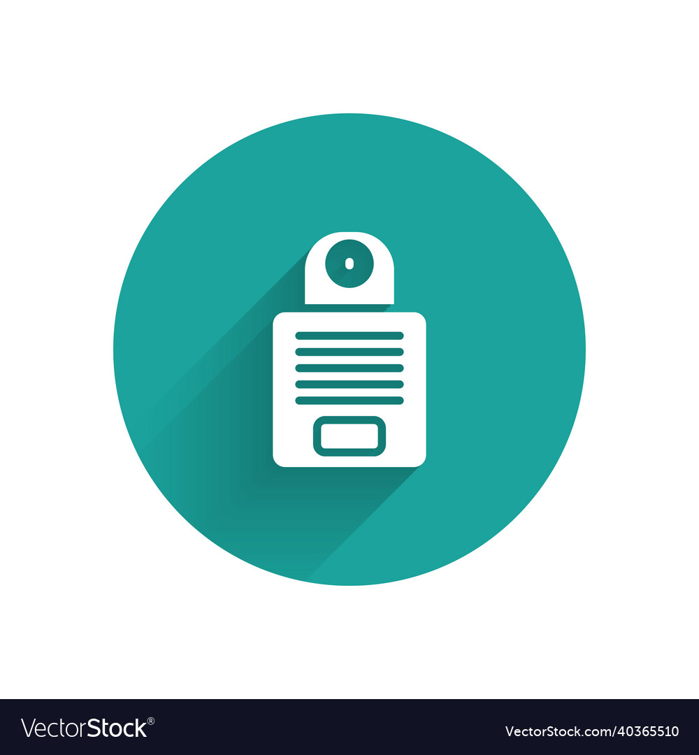 White intercom icon isolated with long shadow vector image White intercom icon isolated with long shadow
