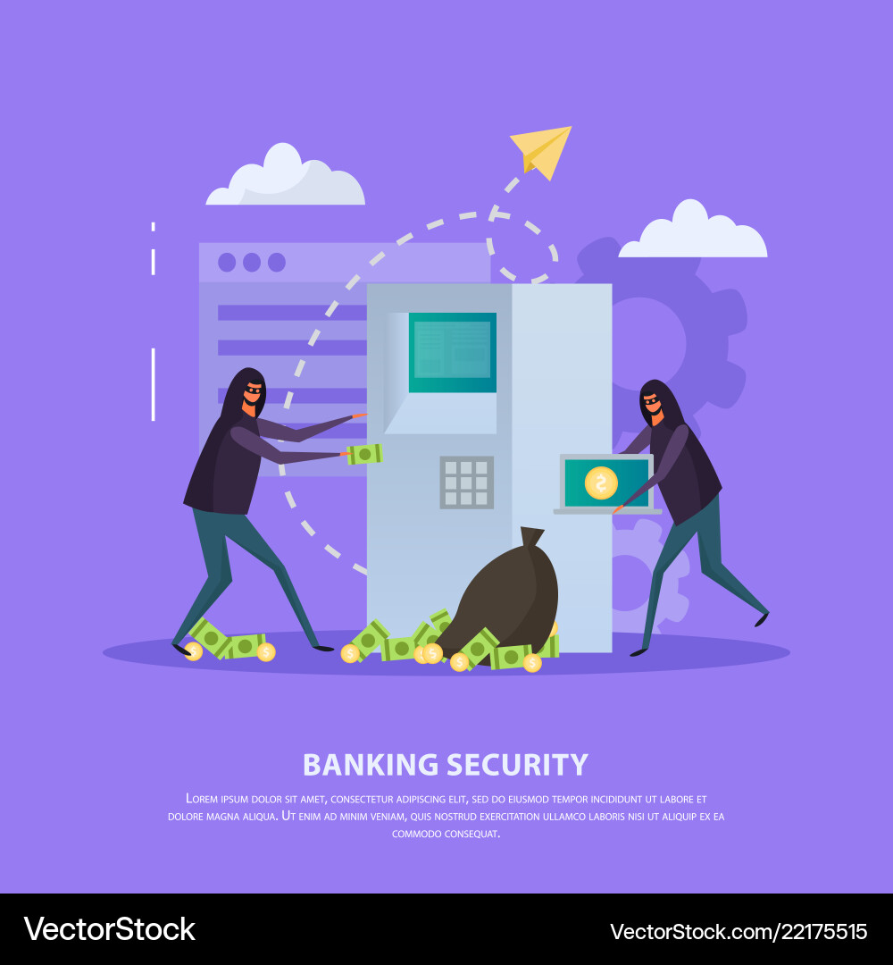 Banking security flat background Royalty Free Vector Image