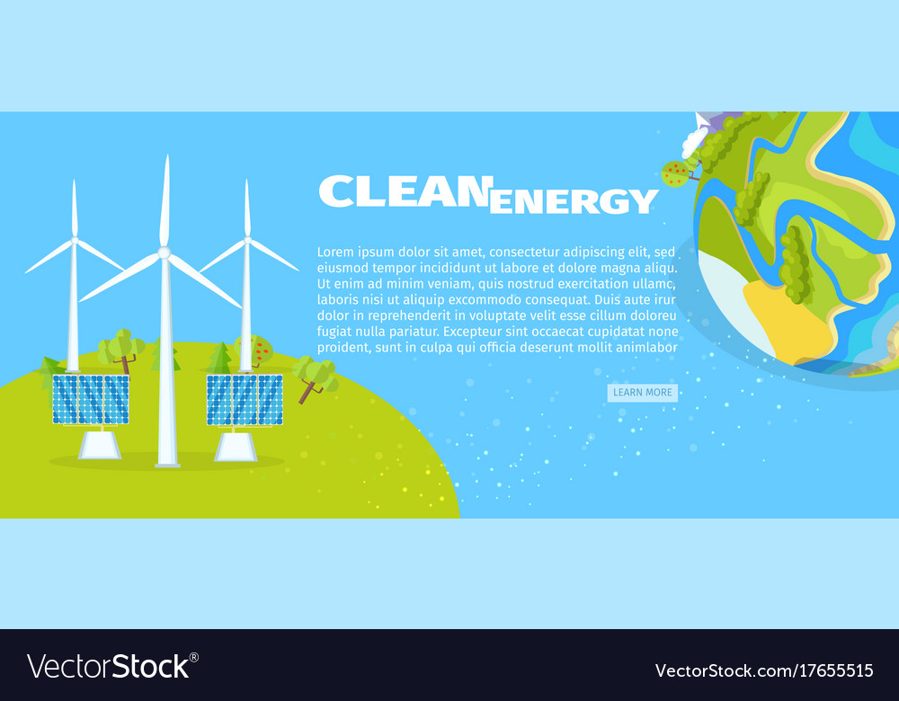 Clean energy with solar panels and planet poster