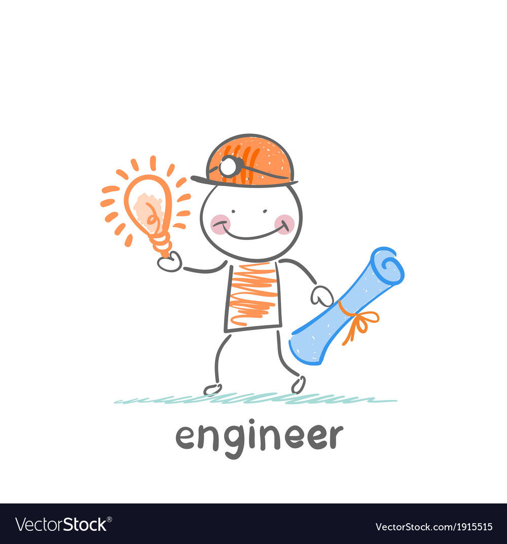 Engineer with Blueprints and Idea