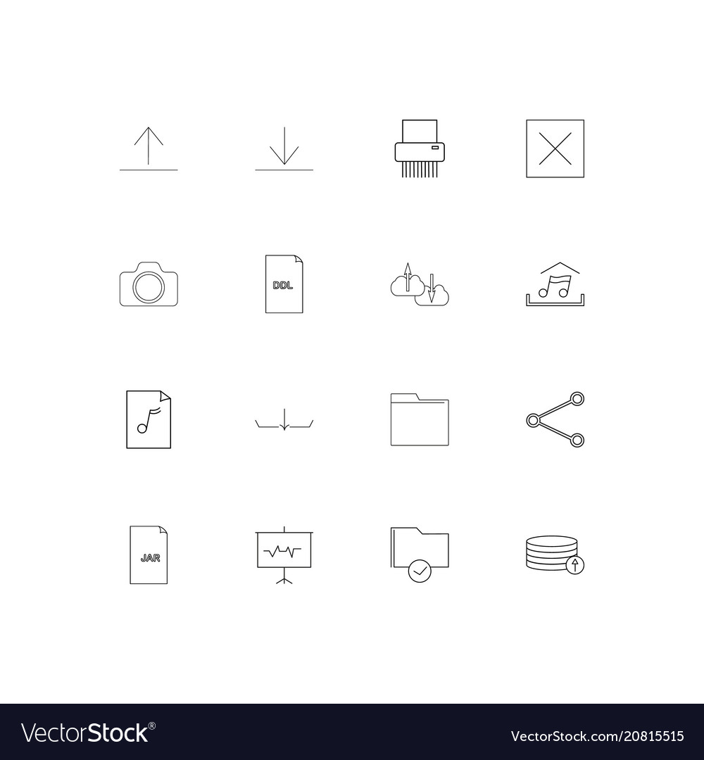Files and folders sign linear thin icons set