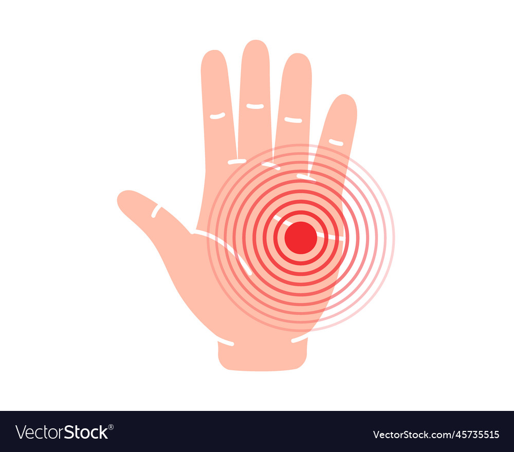 Human hand pain symbol ache icon Royalty Free Vector Image