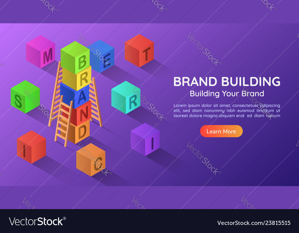 Isometric Banner Alphabet Block Combined A Brand Vector Image