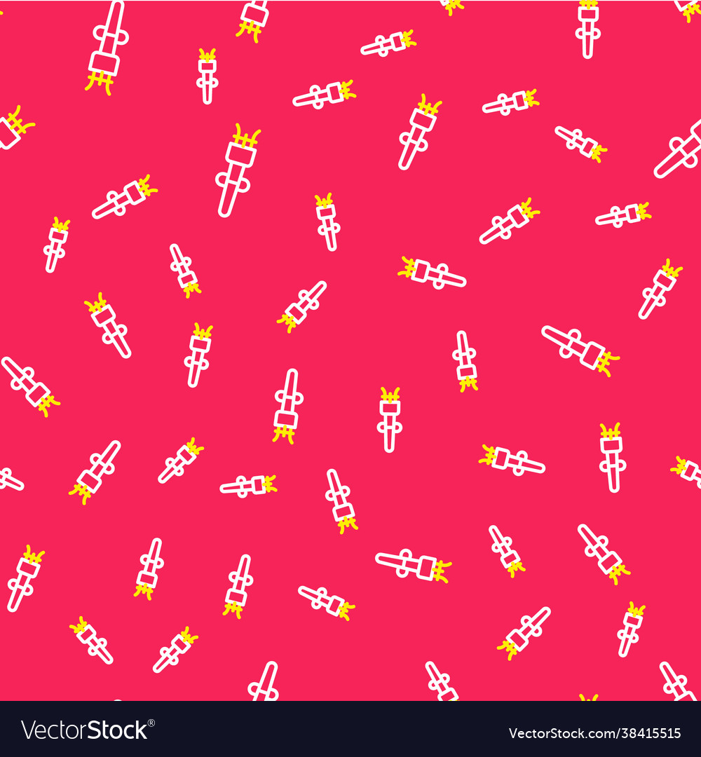 Line torch flame icon isolated seamless pattern vector image Line torch flame icon isolated seamless pattern