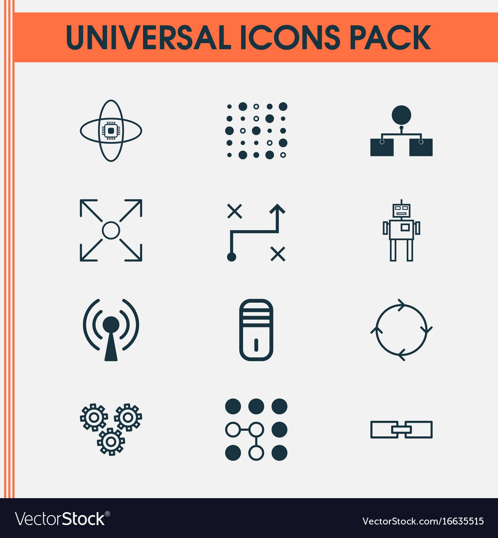 Machine icons set collection of radio waves