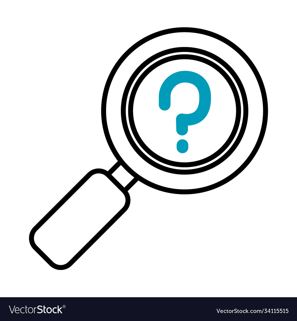 Magnifying glass with question mark icon half