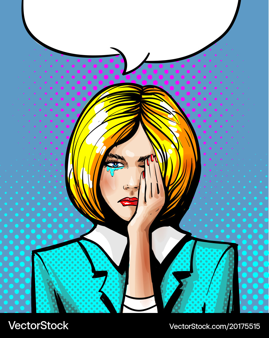 Pop art crying woman Royalty Free Vector Image