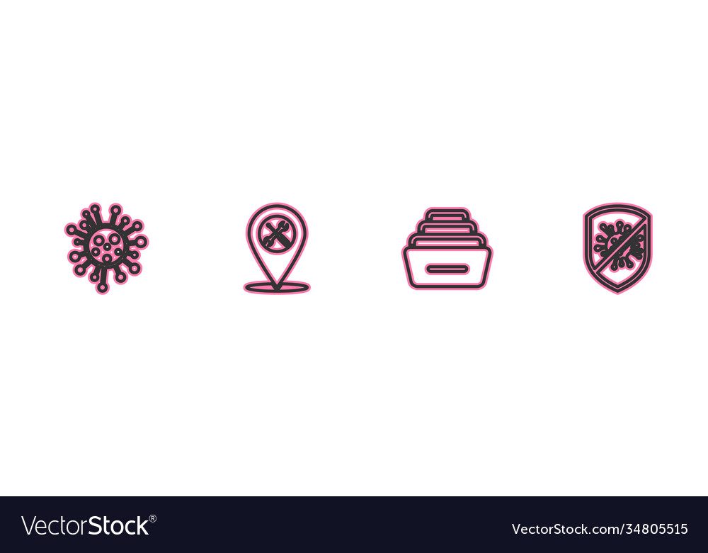 Set line bacteria drawer with documents location vector image Set line bacteria drawer with documents location