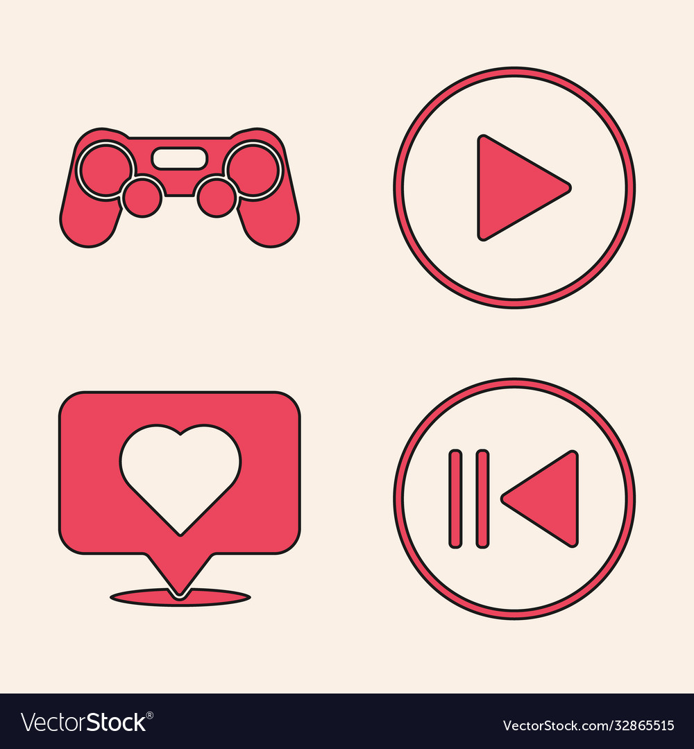 Set rewind gamepad play in circle and like vector image Set rewind gamepad play in circle and like