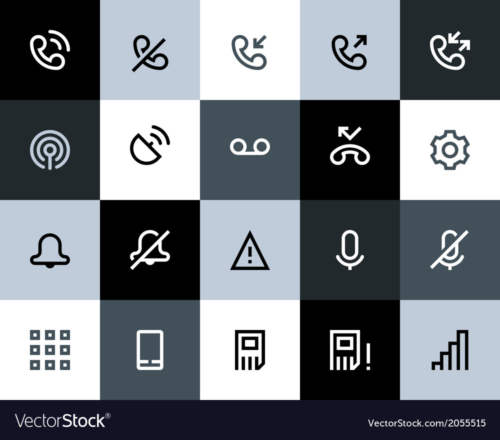 Telephone and call logs icons flat