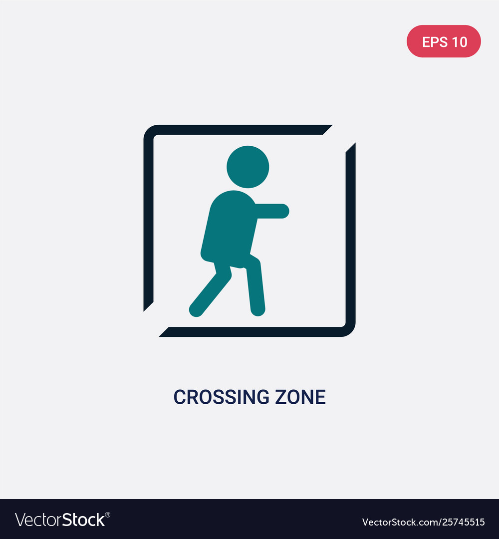 Two color crossing zone icon from maps and flags