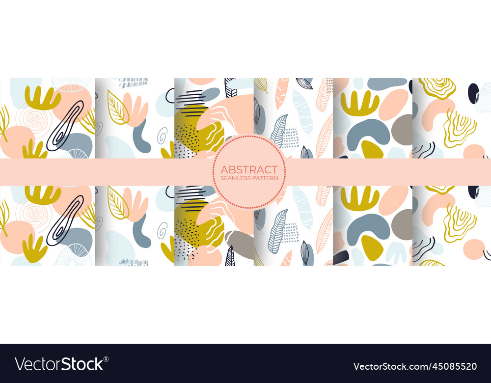 Abstract texture pattern set flo organic shape vector image Abstract texture pattern set flo organic shape