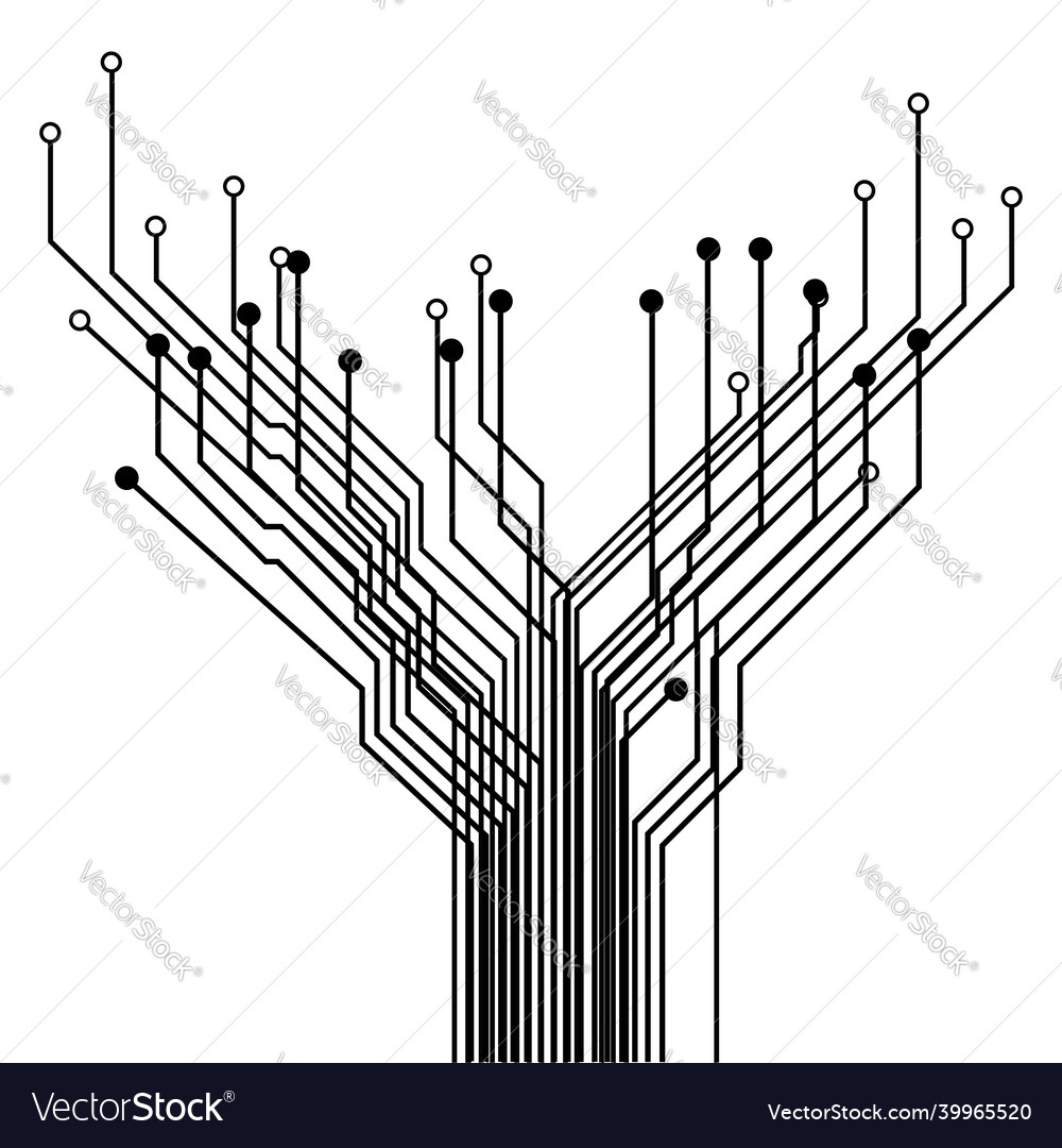 Branched pcb tracks with rings at ends element