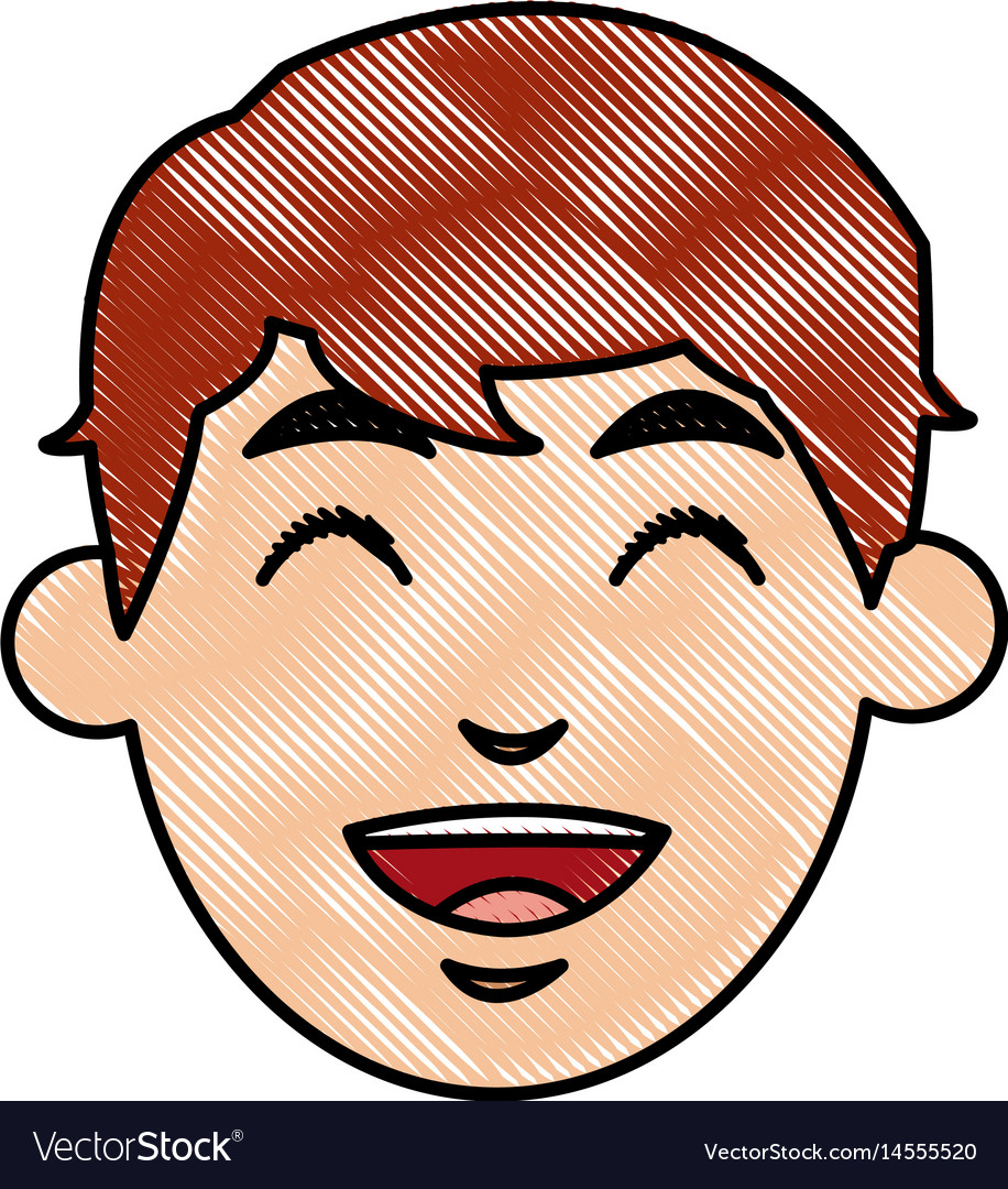 Drawing face man laughing cartoon Royalty Free Vector Image